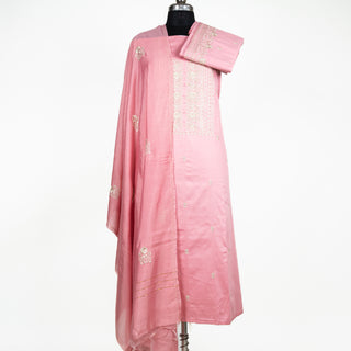 Pink Cotton  Party Wear Suit & Chanderi Dupatta