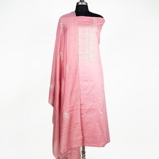 Pink Cotton  Party Wear Suit & Chanderi Dupatta