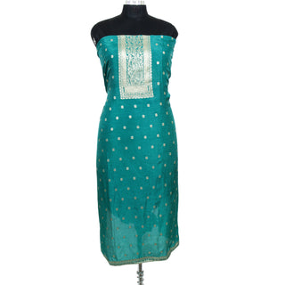 Sea Green Color Party Wear Dola Silk Suit Fabric with Banarasi Dupatta