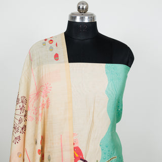 Sea Green Color Office Wear Suit Dress Material fabric with muslin dupatta