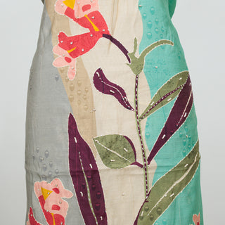 Sea Green Color Office Wear Suit Dress Material fabric with muslin dupatta