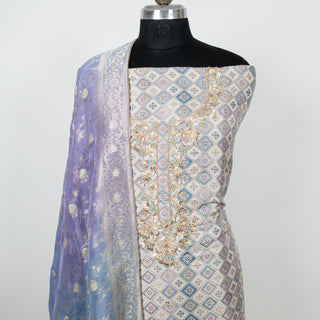 Mauve Color Silk Party Wear Designer Suit fabric with silk dupatta