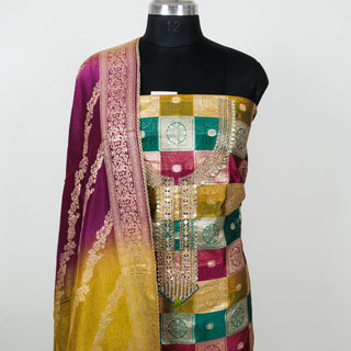 Party Wear Silk Suit Fabric and silk dupatta