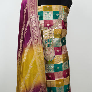 Party Wear Silk Suit Fabric and silk dupatta