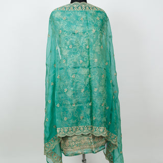 Sea Green Silk Party Wear Designer Suit fabric with soft organza dupatta