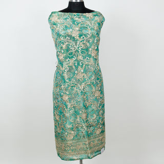 Sea Green Silk Party Wear Designer Suit fabric with soft organza dupatta