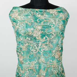 Sea Green Silk Party Wear Designer Suit fabric with soft organza dupatta