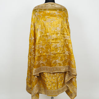 Mustard Crushed Shimmer Party Wear Designer Suit fabric with dupatta