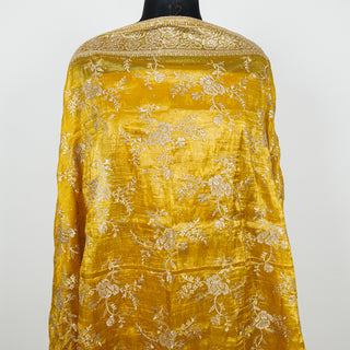 Mustard Crushed Shimmer Party Wear Designer Suit fabric with dupatta