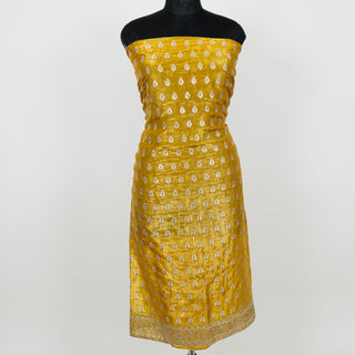 Mustard Crushed Shimmer Party Wear Designer Suit fabric with dupatta