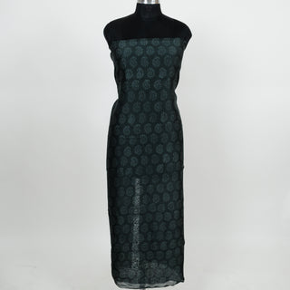 Dark Green Handblock Maheshwari Suit Material with Maheshwari Dupatta