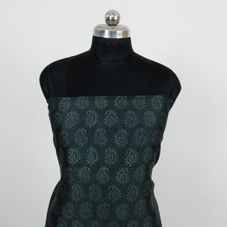Dark Green Handblock Maheshwari Suit Material with Maheshwari Dupatta