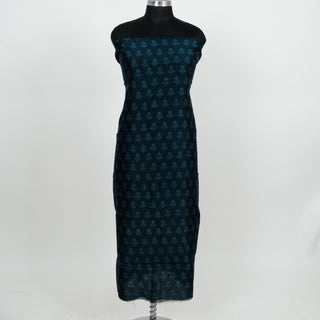 Dark Blue Handblock Maheshwari Suit Material with Maheshwari Dupatta