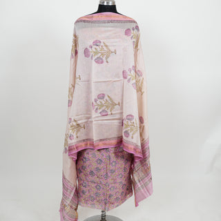 Pink Handblock Maheshwari Suit Material with Maheshwari Dupatta