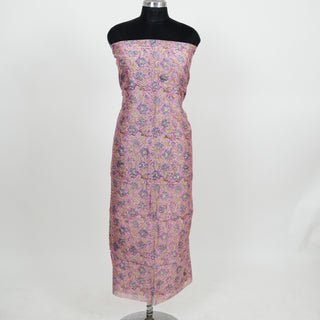 Pink Handblock Maheshwari Suit Material with Maheshwari Dupatta