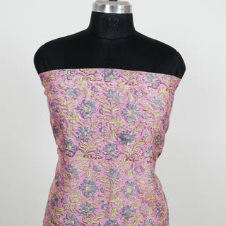 Pink Handblock Maheshwari Suit Material with Maheshwari Dupatta