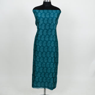 Blue Handblock Maheshwari Suit Material with Maheshwari Dupatta