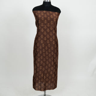 Brown Handblock Maheshwari Suit Material with Maheshwari Dupatta