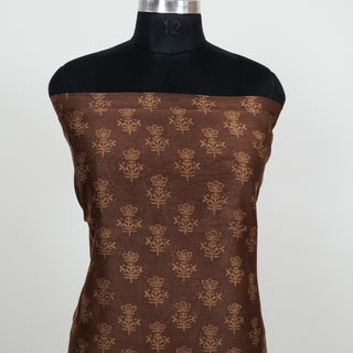 Brown Handblock Maheshwari Suit Material with Maheshwari Dupatta