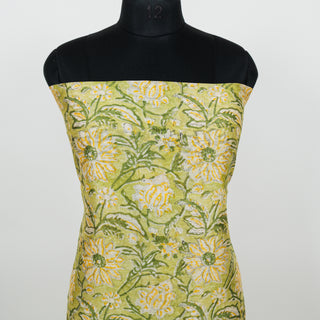 Pista Green Handblock Maheshwari Suit Material with Maheshwari Dupatta