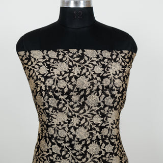 Black Handblock Maheshwari Suit Material with Maheshwari Dupatta