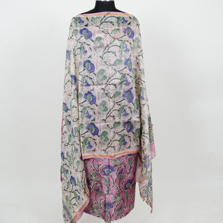 Pink Handblock Chanderi Suit Material with Chanderi Dupatta