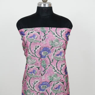 Pink Handblock Chanderi Suit Material with Chanderi Dupatta