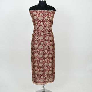 Red Handblock Chanderi Suit Material with Chanderi Dupatta