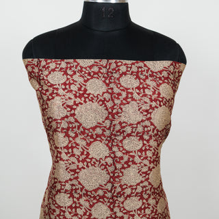 Red Handblock Chanderi Suit Material with Chanderi Dupatta