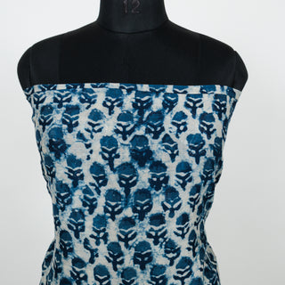 Blue Indigo Handblock Chanderi Suit Material with Chanderi Dupatta