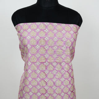 Pink Handblock Chanderi Suit Material with Chanderi Dupatta