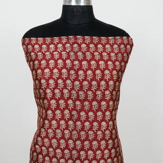 Red Handblock Chanderi Suit Material with Chanderi Dupatta