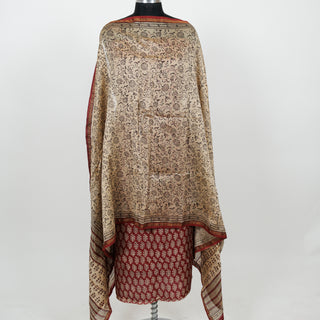 Red Handblock Chanderi Suit Material with Chanderi Dupatta