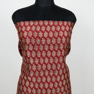 Red Handblock Chanderi Suit Material with Chanderi Dupatta