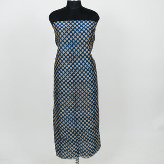 Dark Blue Handblock Chanderi Suit Material with Chanderi Dupatta