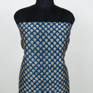 Dark Blue Handblock Chanderi Suit Material with Chanderi Dupatta