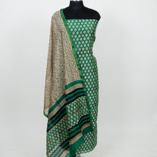 Green Handblock Chanderi Suit Material with Chanderi Dupatta