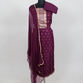 Dola Silk Party Wear Designer Suit fabric with chiffon dupatta
