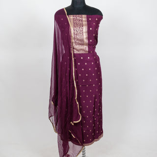 Dola Silk Party Wear Designer Suit fabric with chiffon dupatta