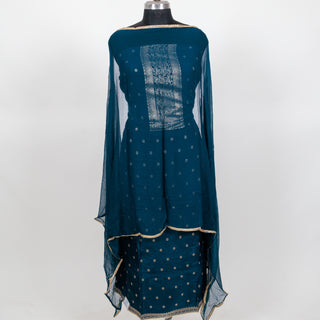 Dola Silk Party Wear Designer Suit fabric with Chiffon dupatta