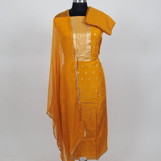 Dola Silk Party Wear Designer Suit fabric with Chiffon dupatta