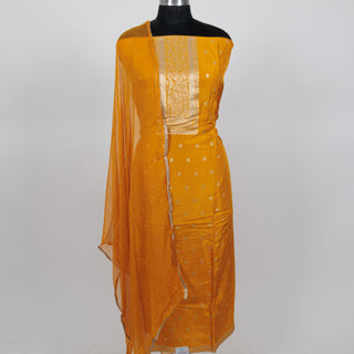 Dola Silk Party Wear Designer Suit fabric with Chiffon dupatta