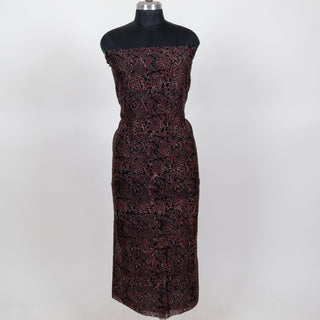 Black Ajrakh Handblock Maheshwari Top Material with Maheshwari Dupatta