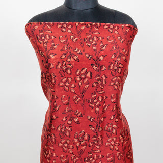 Red Ajrakh Handblock Maheshwari Top Material with Maheshwari Dupatta