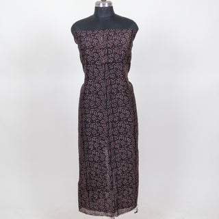 Black Ajrakh Handblock Maheshwari Top Material with Maheshwari Dupatta