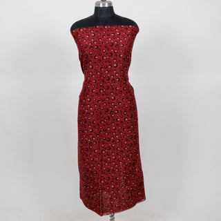 Red Ajrakh Handblock Maheshwari Top Material with Maheshwari Dupatta