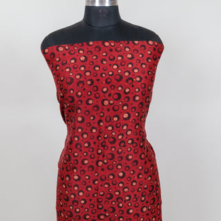 Red Ajrakh Handblock Maheshwari Top Material with Maheshwari Dupatta