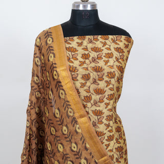 Vanaspati Ajrakh Handblock Maheshwari Suit Material with Maheshwari Dupatta