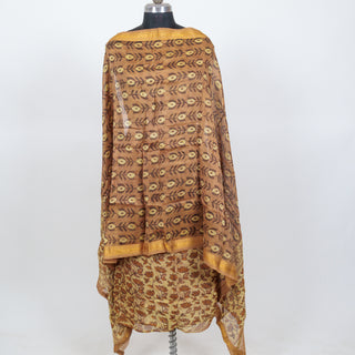 Vanaspati Ajrakh Handblock Maheshwari Suit Material with Maheshwari Dupatta