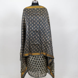 Vanaspati Ajrakh Handblock Maheshwari Suit Material with Maheshwari Dupatta
